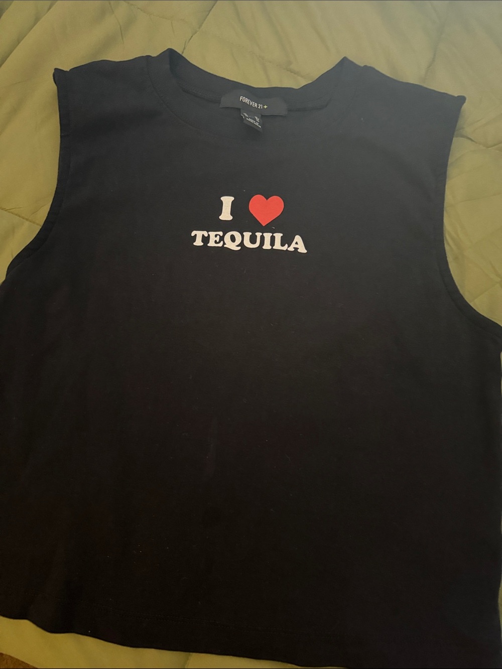 Forever 21 Black 'I ❤️ TEQUILA' Muscle Tank